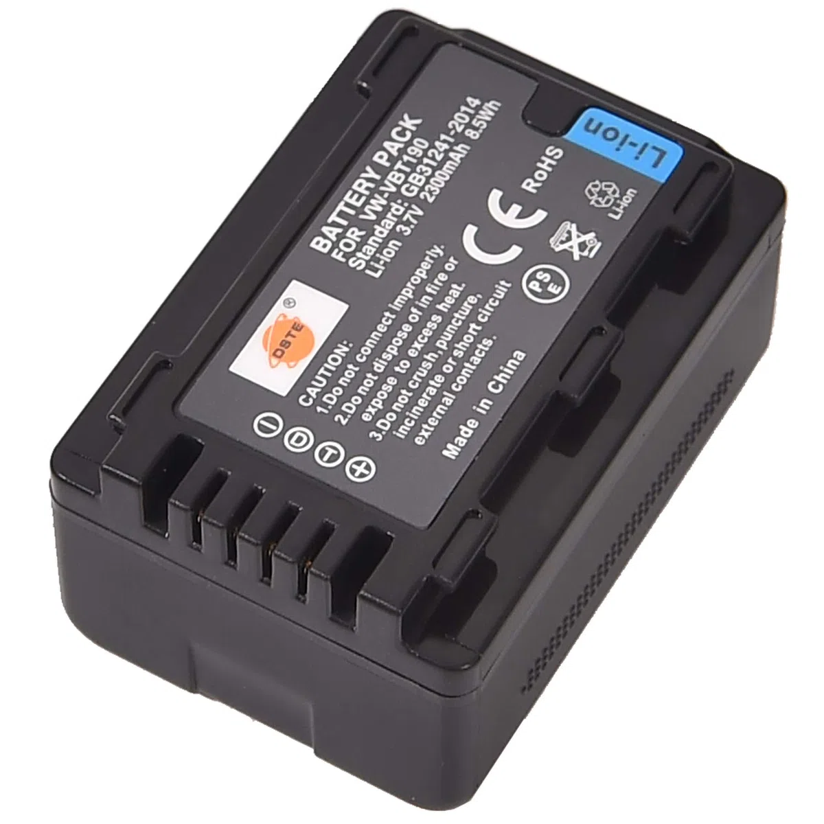 DSTE Ersatz Batterie Li-Ionen-Akku Compatible für VW-VBT190 und Panasonic HC-V270,HC-V380,HC-V510,HC-V520,HC-V520M,HC-V530,HC-V550,HC-V550M,HC-V710,HC-V720,HC-V720M,HC-V727,HC-V730