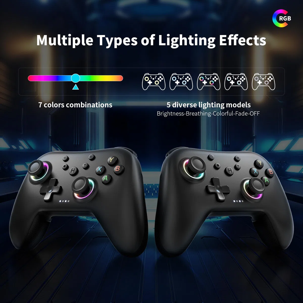 AceGamer Aurora 2.4G Bluetooth Wireless Controller, mit Hall-Effekt Joystick, Linear Resonant Actuator, Programmierbare Rücktaste, PC Controller für Windows PC/Switch/Stem/iOS/Android-Schwarz