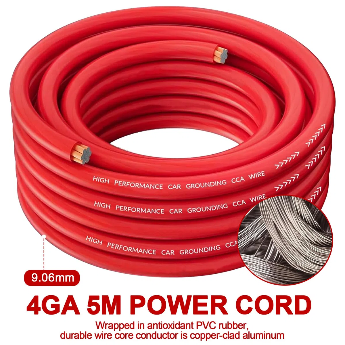 Subwoofer Kabel Set: 4GA Auto Verstärker Kabelsatz, 5 Meter Endstufe Kabel Set, Installations-Set Verstärker Auto, Car Audio Wire