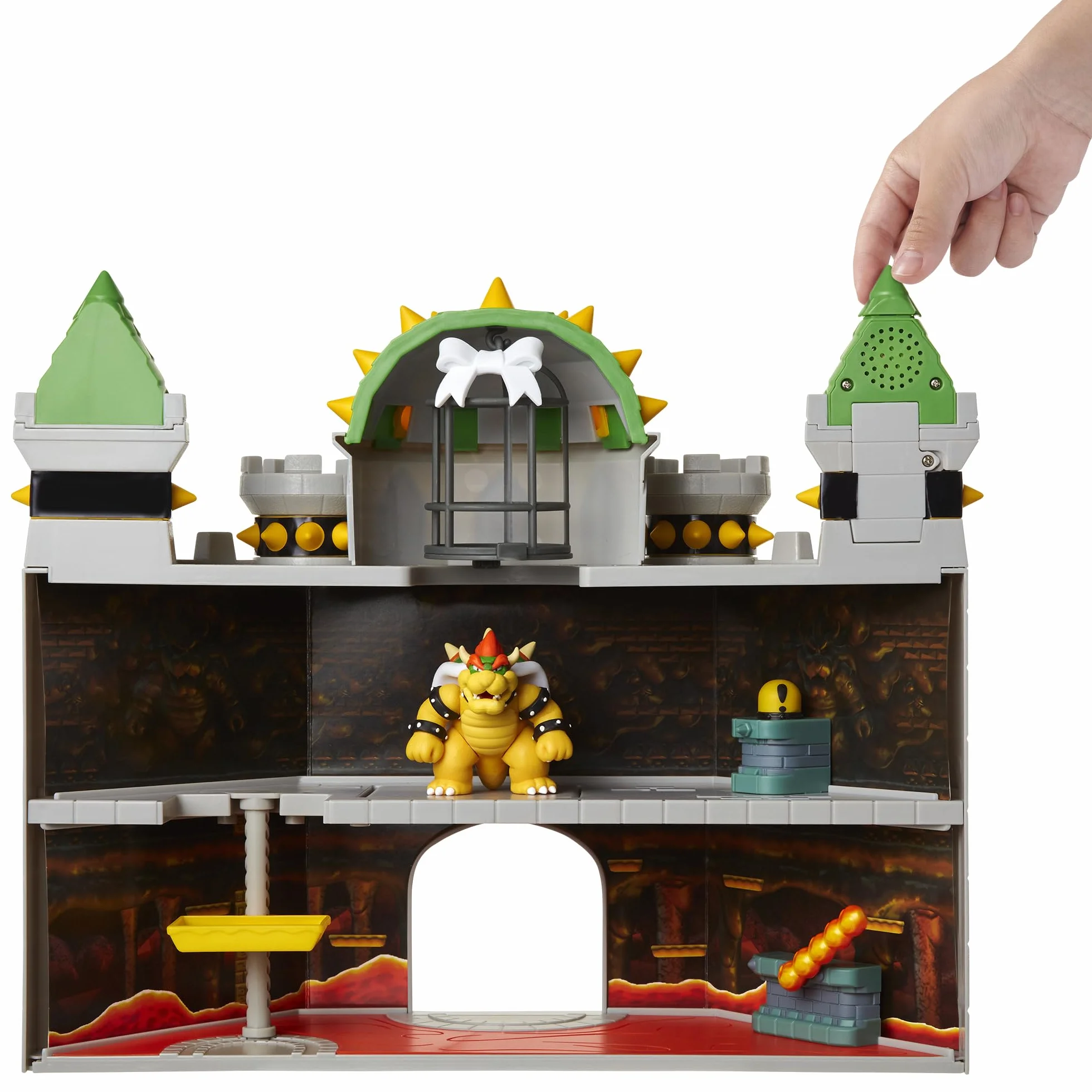 Jakks Pacific Nintendo Super Mario Deluxe Bowser's Castle-Spielset mit 6 cm großer, exklusiver, beweglicher Bowser-Actionfigur, interaktives Spielset mit authentischen In-Game-Sounds