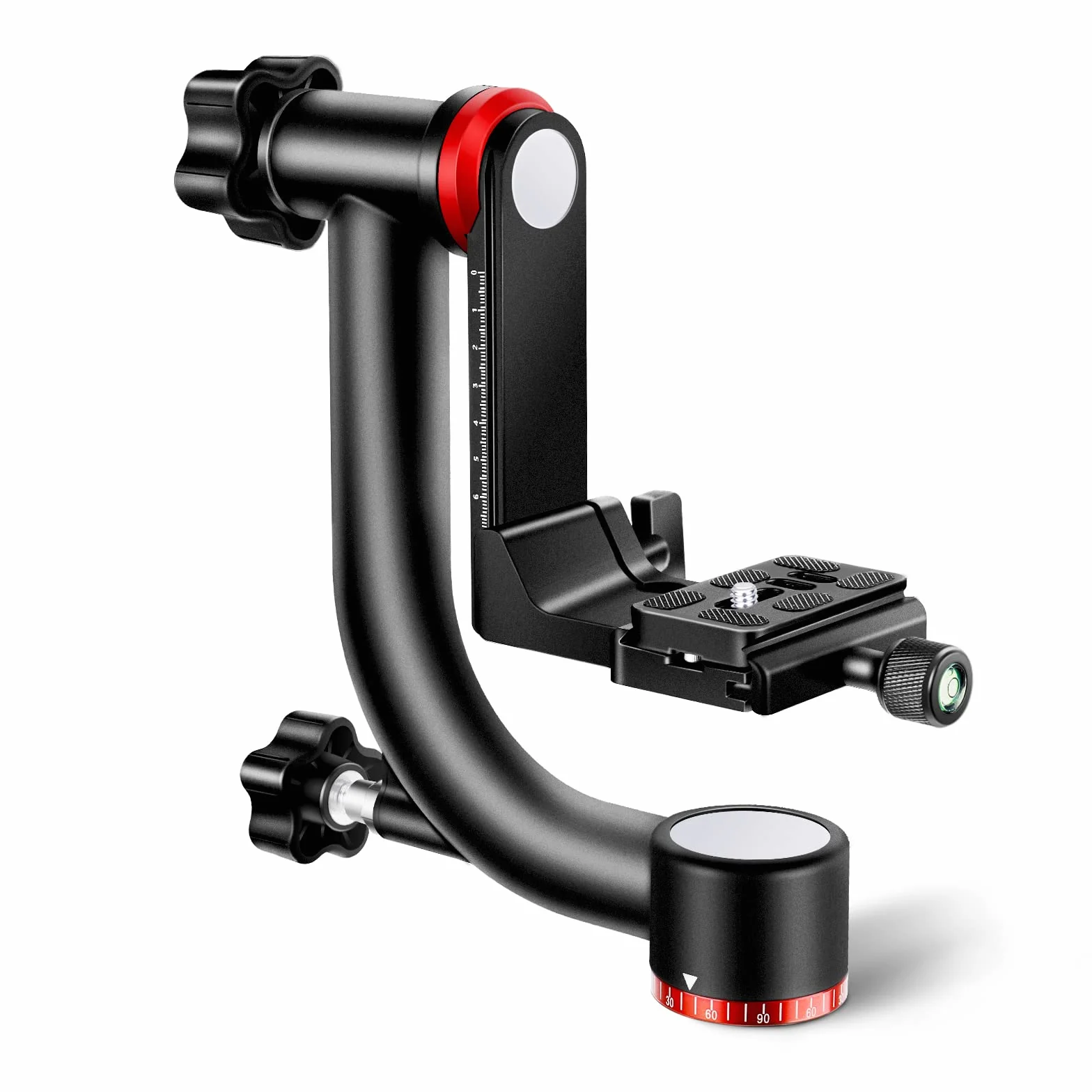 NEEWER Gimbal Stativkopf Professionelle Hochleistungs Aluminiumlegierung mit Arca Schnellwechselplatte, GM101 unterstützt reibungslosere 360 Grad Panoramaaufnahmen für DSLR Kameras bis zu 13,6kg