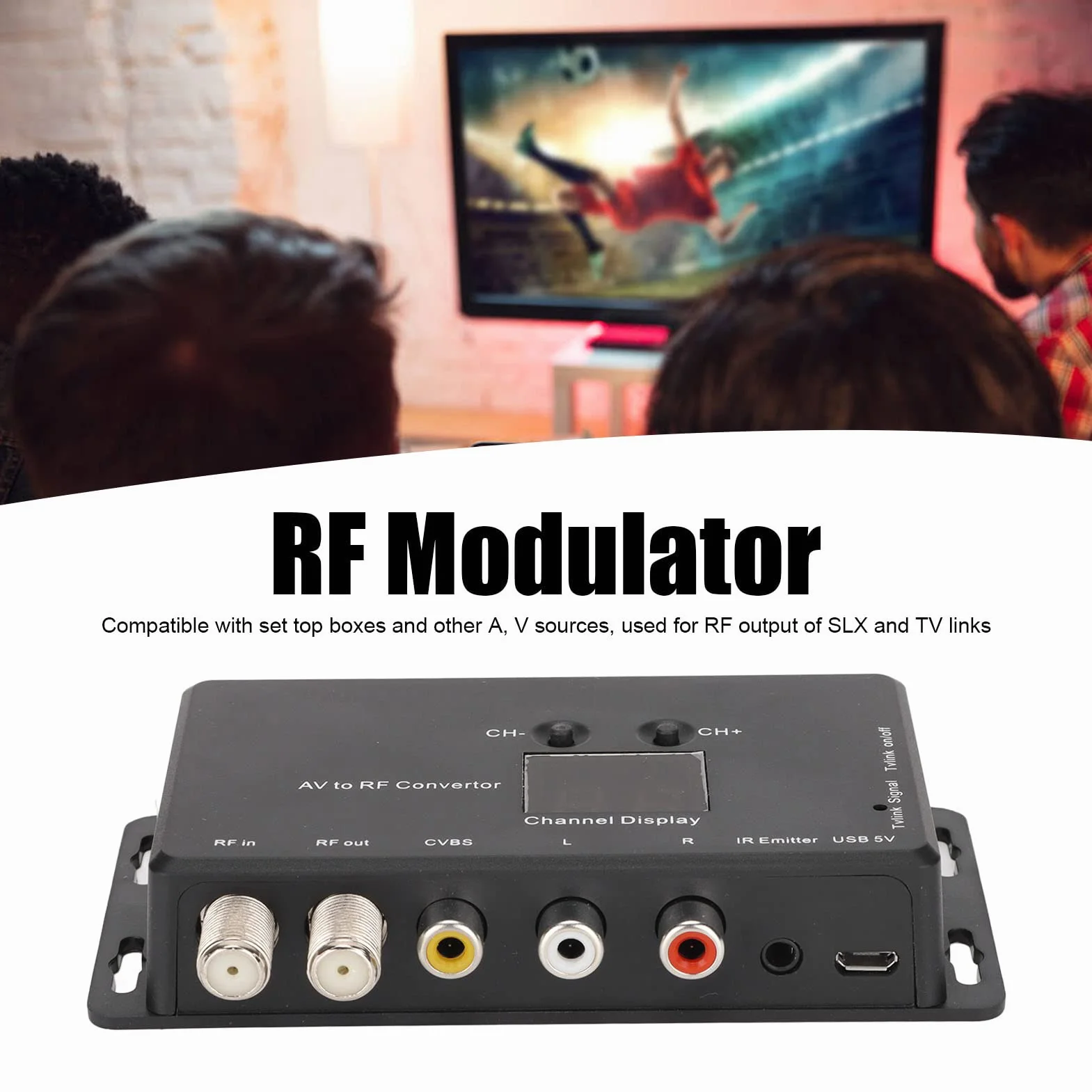 UHF-Modulator - TV-LINK-Modulator, PAL NTSC AV-zu-HF-TV-Verteilungsmodulatoren, -Innengewinde AV-Audio-Video-TV-Link-UHF-Konverter für HF-Ausgang von SLX / TV-Links