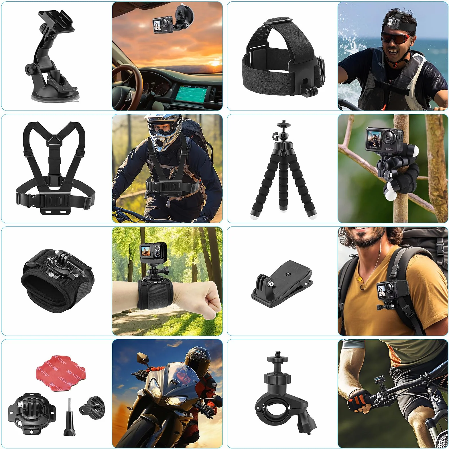 38 in 1 Action Kamera Zubehör Kit, Kompatibel mit GoPro Hero, DJI Osmo, AKASO, Campark, Crosstour, APEMAN, COOAU, Apexcam, SJCAM und mehr