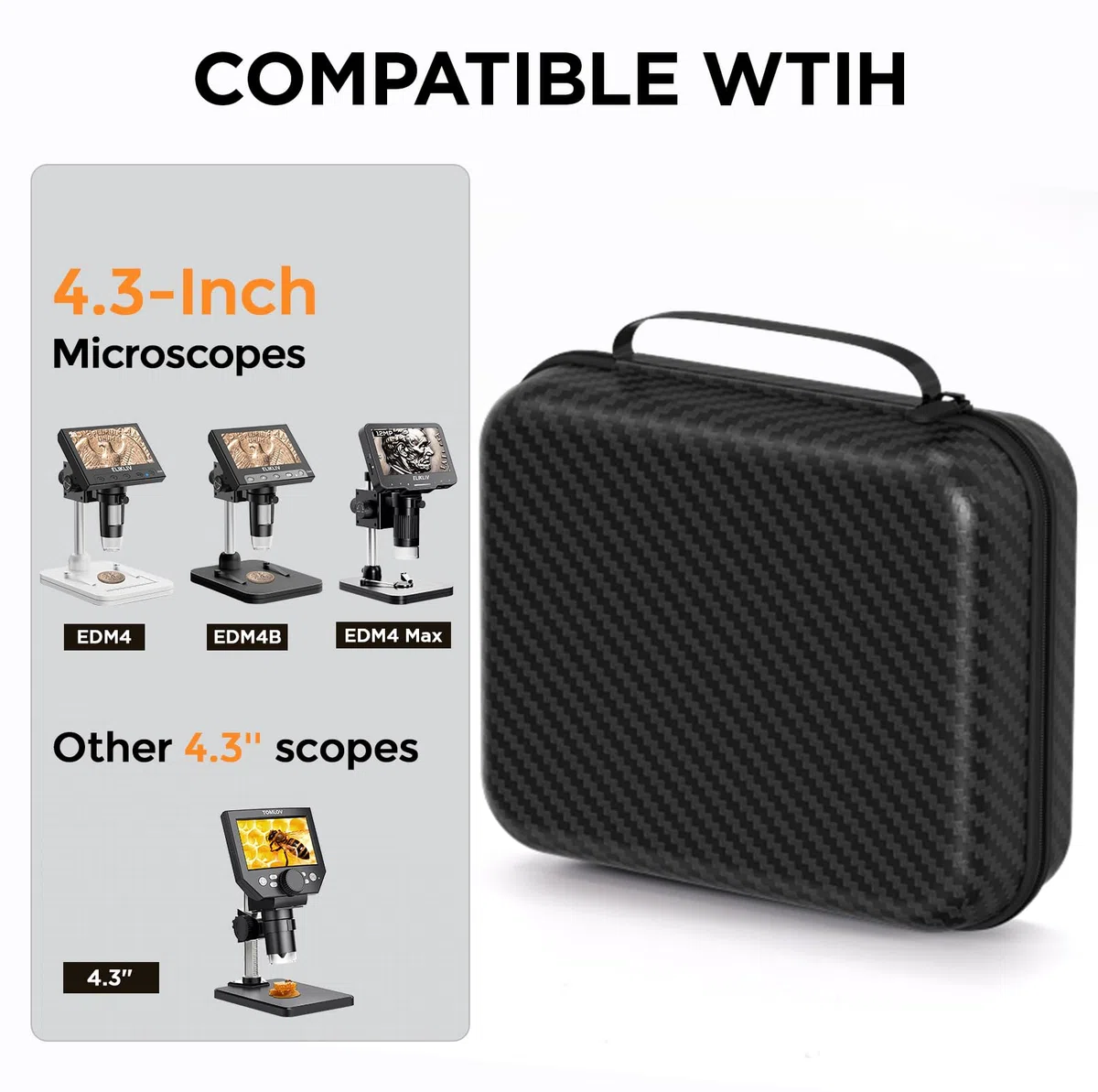 Elikliv Mikroskoptasche für EDM4, EDM4B, EDM4 Max Coin Mikroskop, Fernglas, mit integrierter Netztasche und sicherem Reißverschluss