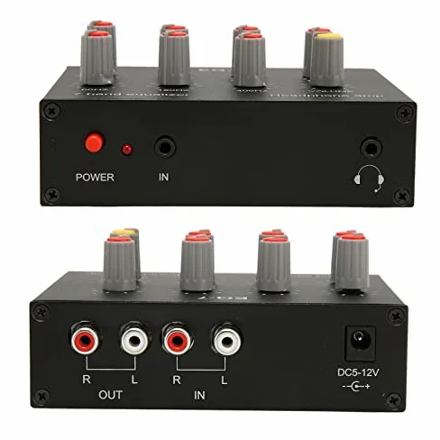 Tonysa 7 Band Sound Equalizer, Ausgang Eingang, 12dB hohe Bassanpassung, Zweikanal Digital Equalizer, 3,5 mm Schnittstelle, für Aufnahmen, Streaming, Podcasting