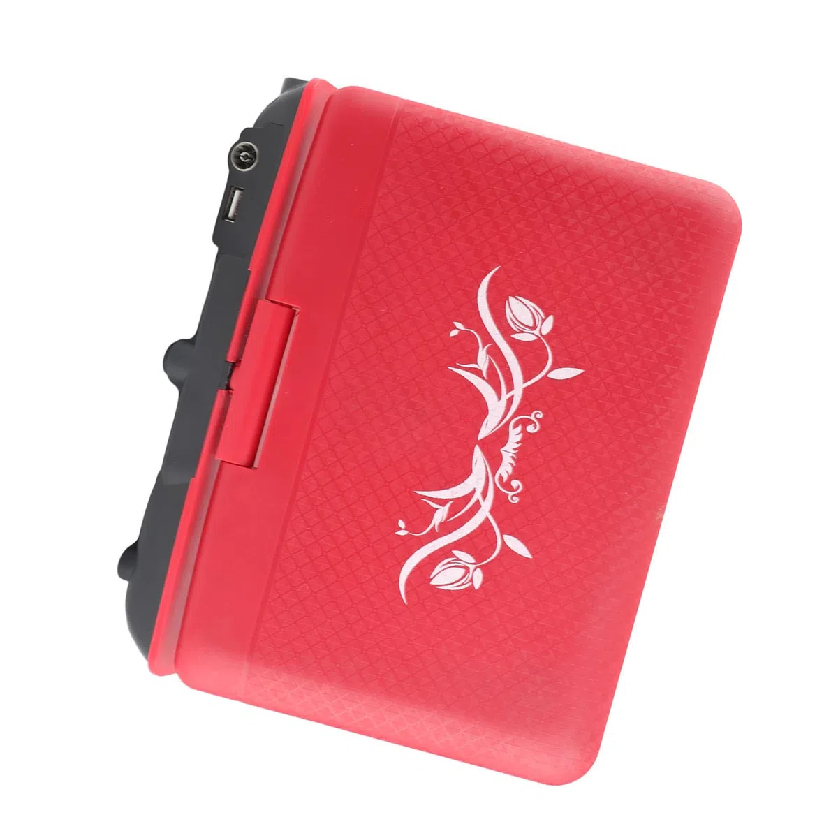 Tragbarer DVD-Player mit Großem Schwenkbarem Bildschirm, 806 Mobiler DVD-Player, 1500 MAh, Wiederaufladbar, Unterstützt Synchronisierung von TV/SD-Karte/USB/Region (Rot)
