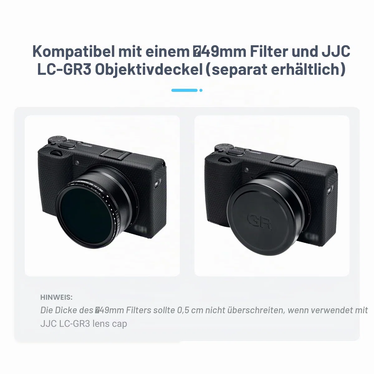 JJC Metall Objektiv Filter Adapter Ring für RICOH GR IIIx GR IIIx HDF GR3x Kamera mit GT-2 Tele Konvertierungsobjektiv, Ersatz für RICOH GA-2 Objektivadapter