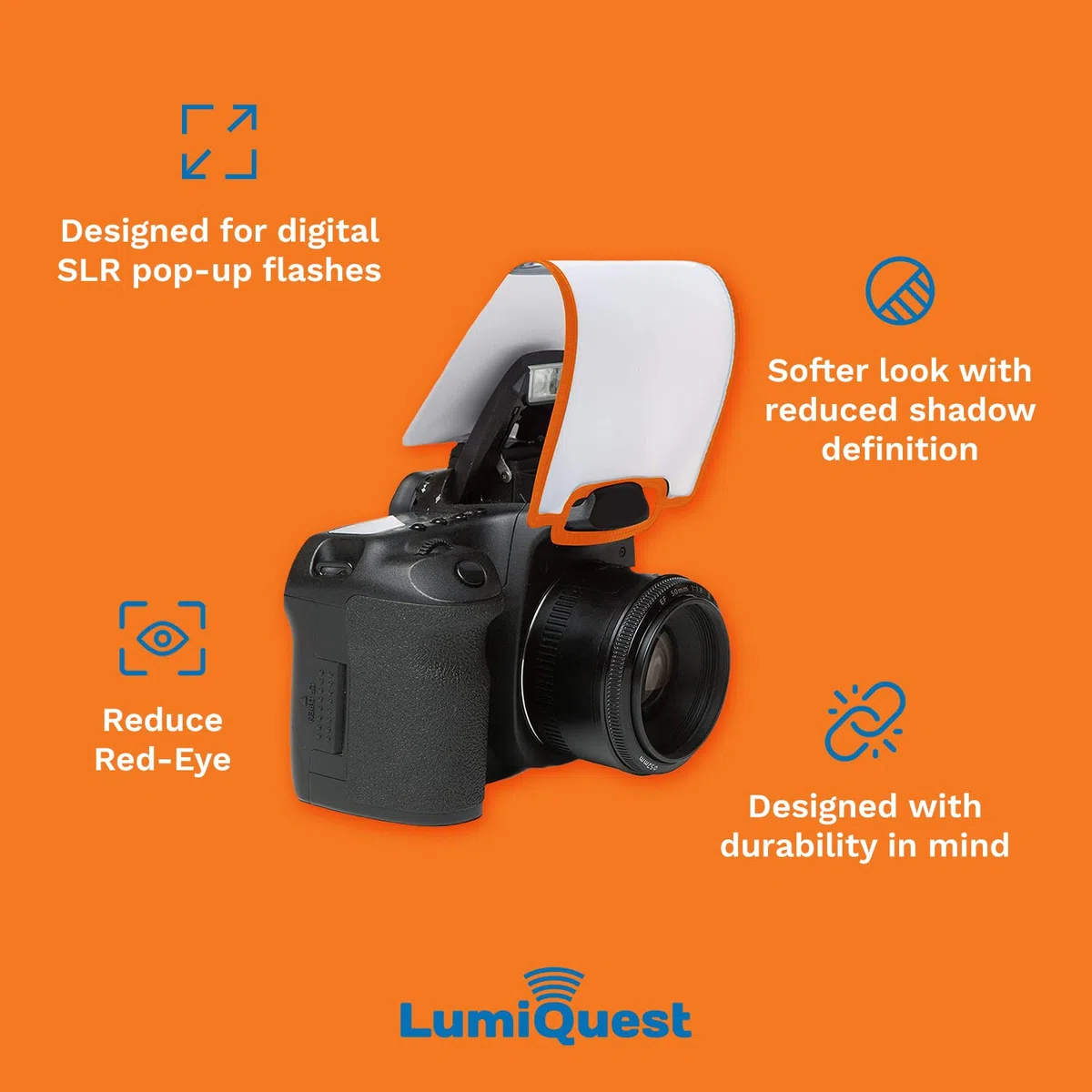 LumiQuest Soft Screen - Flash Diffuser & Light Softener, Universal Classic Design for Digital SLR Cameras, with UltraStrap, Neon Orange