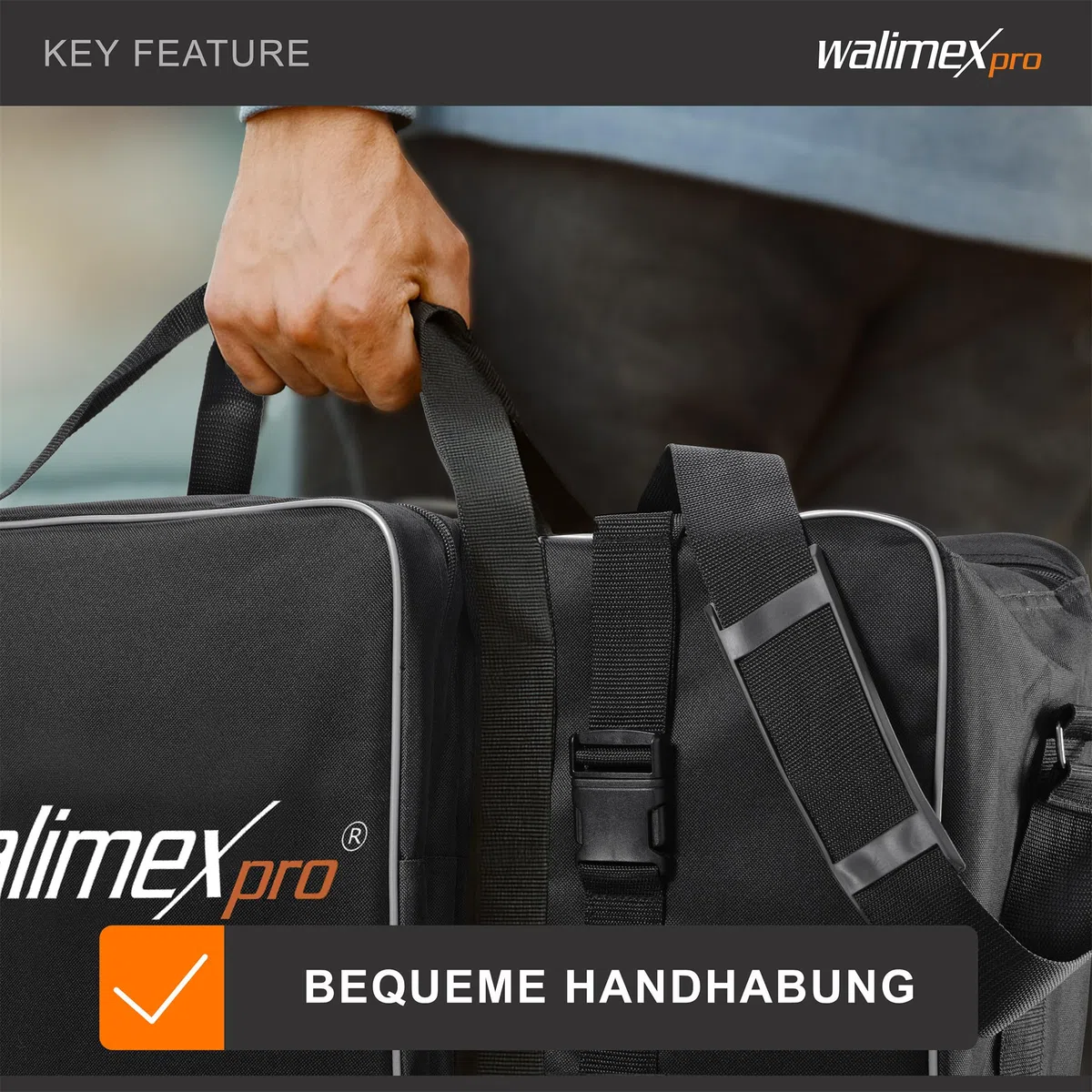Walimex Pro Studiotasche XL – Schwarz – 750 x 300 x 330 mm – Fototasche für Studioblitz, Reflektoren, Stative und anderes Studiozubehör – Foto Equipment Kamerazubehör