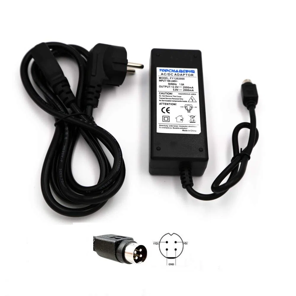 TOP CHARGEUR * Netzteil Netzadapter Ladekabel Ladegerät 12V 5V 2A 4 Pin für Ersatz STOREX SPP34-12.0/5.0-2000 inklusive Netzkabel