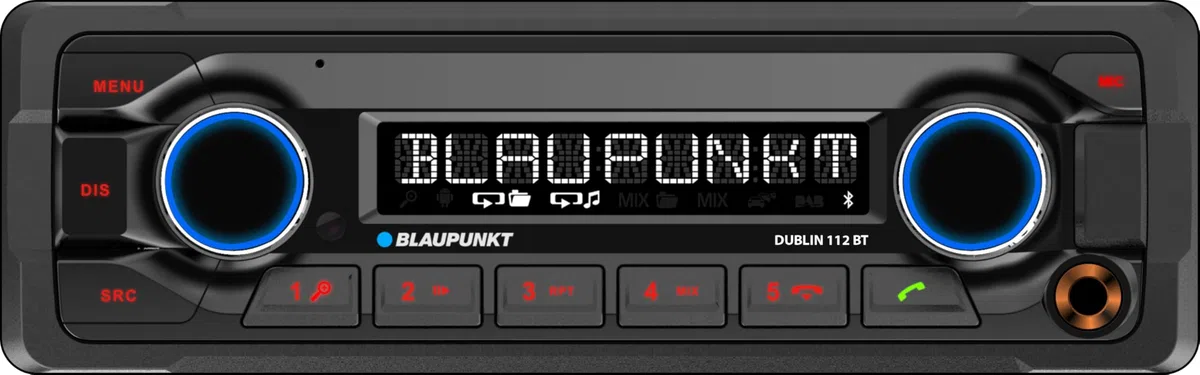 Blaupunkt Dublin 112 BT, 1-DIN Autoradio, Heavy Duty-Design, Bluetooth, Freisprecheinrichtung, USB, Aux-Eingang, Lenkradfernbedienung, 4x50Watt, 12V