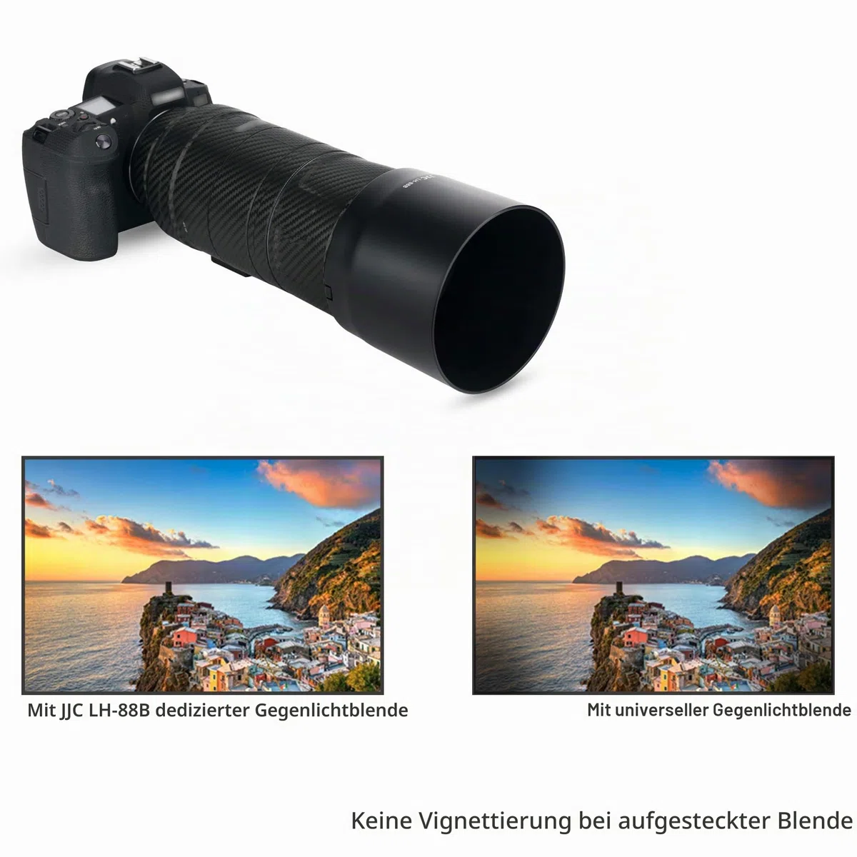 JJC ET-88B Gegenlichtblende - Kompatibel mit Canon RF 600mm F11 is STM & RF 135mm F1.8 L is USM - Umkehrbare Gegenlichtblende - Verhindert Reflexionen - Schützt das Objektiv