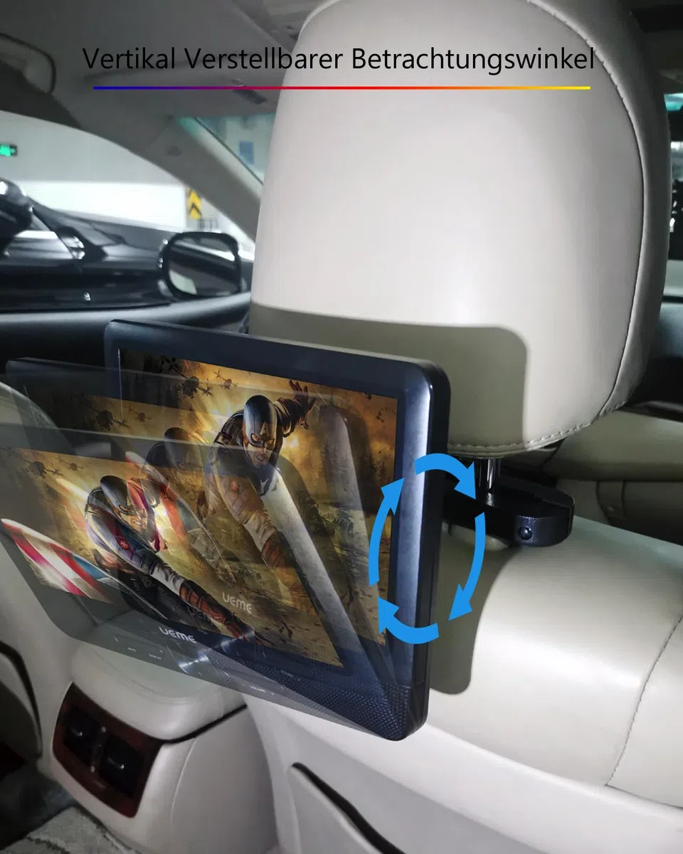 KALLAK Auto-Kopfstützenhalterung für Tragbare DVD-Player mit Zwei Bildschirmen, 2 Halterungen für WONNIE/NAVISKAUTO/Sylvania Doppelbildschirm-DVD-Playern, Winkelverstellbare Kopfstütze