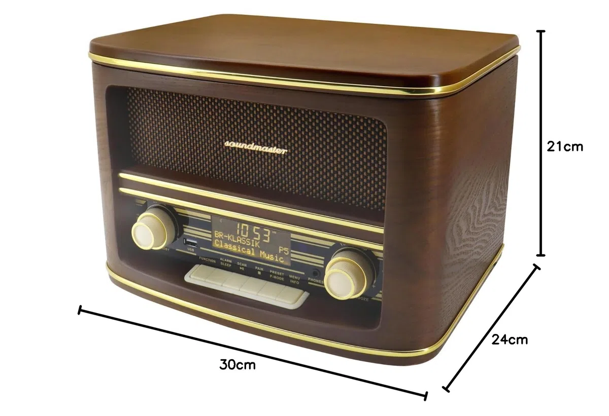 Soundmaster NR961 Nostalgie Stereoanlage mit CD-Player MP3 DAB+ Digitalradio USB Bluetooth Streaming AUX-IN Equalizer Retro Kompaktanlage Fernbedienung
