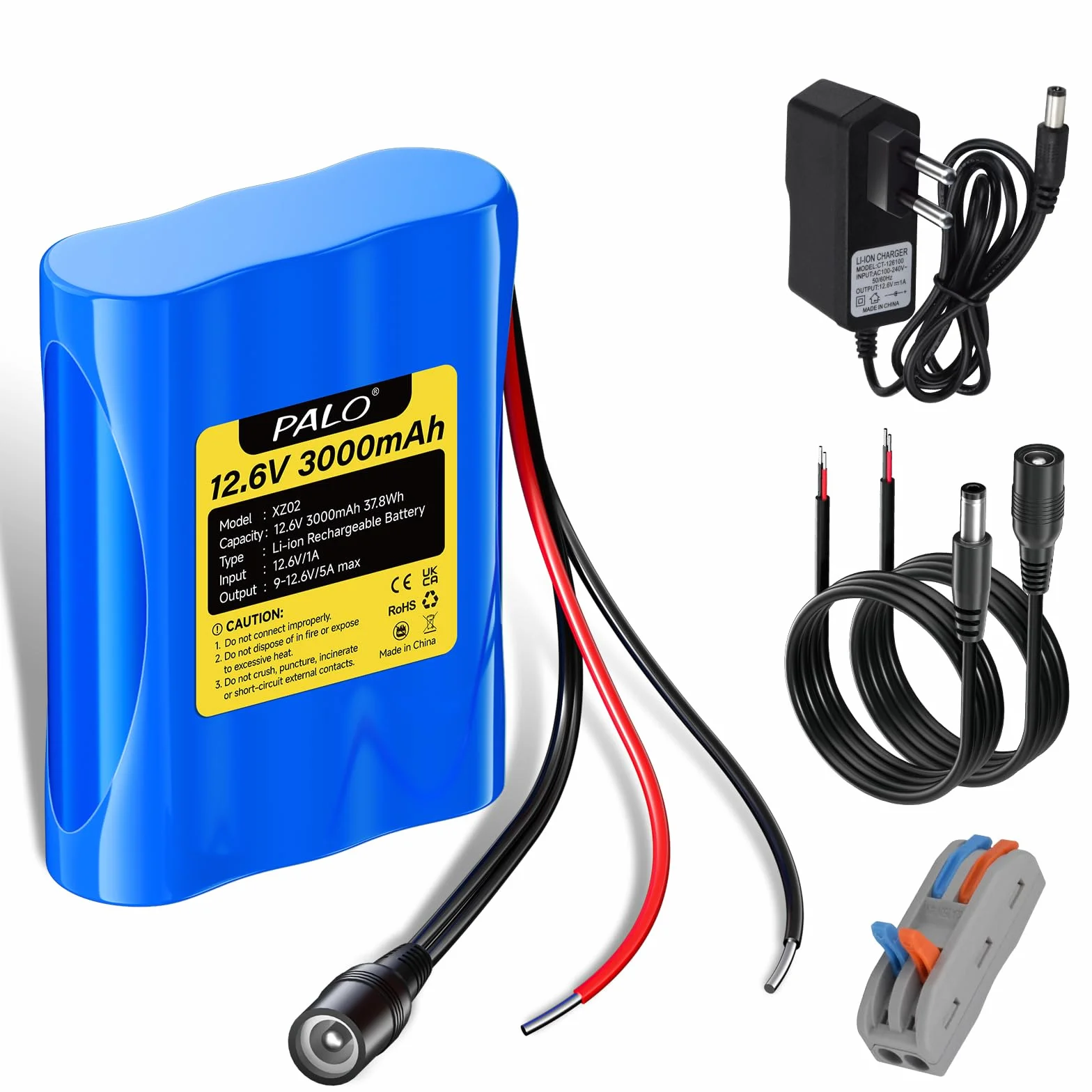 12.6V 3000mAh Lithium-ionen akku mit ladegerät & 2 Verbindungslinie für Solar Panel, Radio, Kameras, Camcorder, Elektronische Orgel, DIY Leselampe, Teleskopen, Sonar, Signalwerkzeug