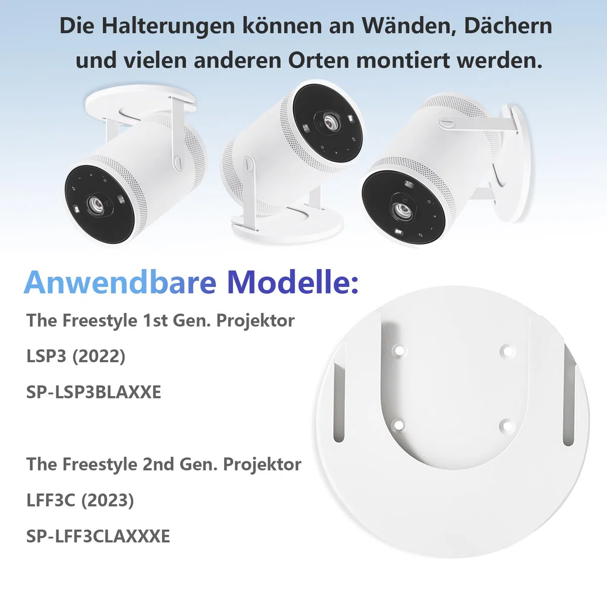 Freestyle Halterung Kompatibel mit Samsung The Freestyle Beamer für SP-LSP3BLA, SP-LFF3CLA, SP-LSP3BLAXXL, SP-LFF3CLAXXXY, SP-LFF3CLAXXXP, SP-LFF3CLAXXZA Zubehör