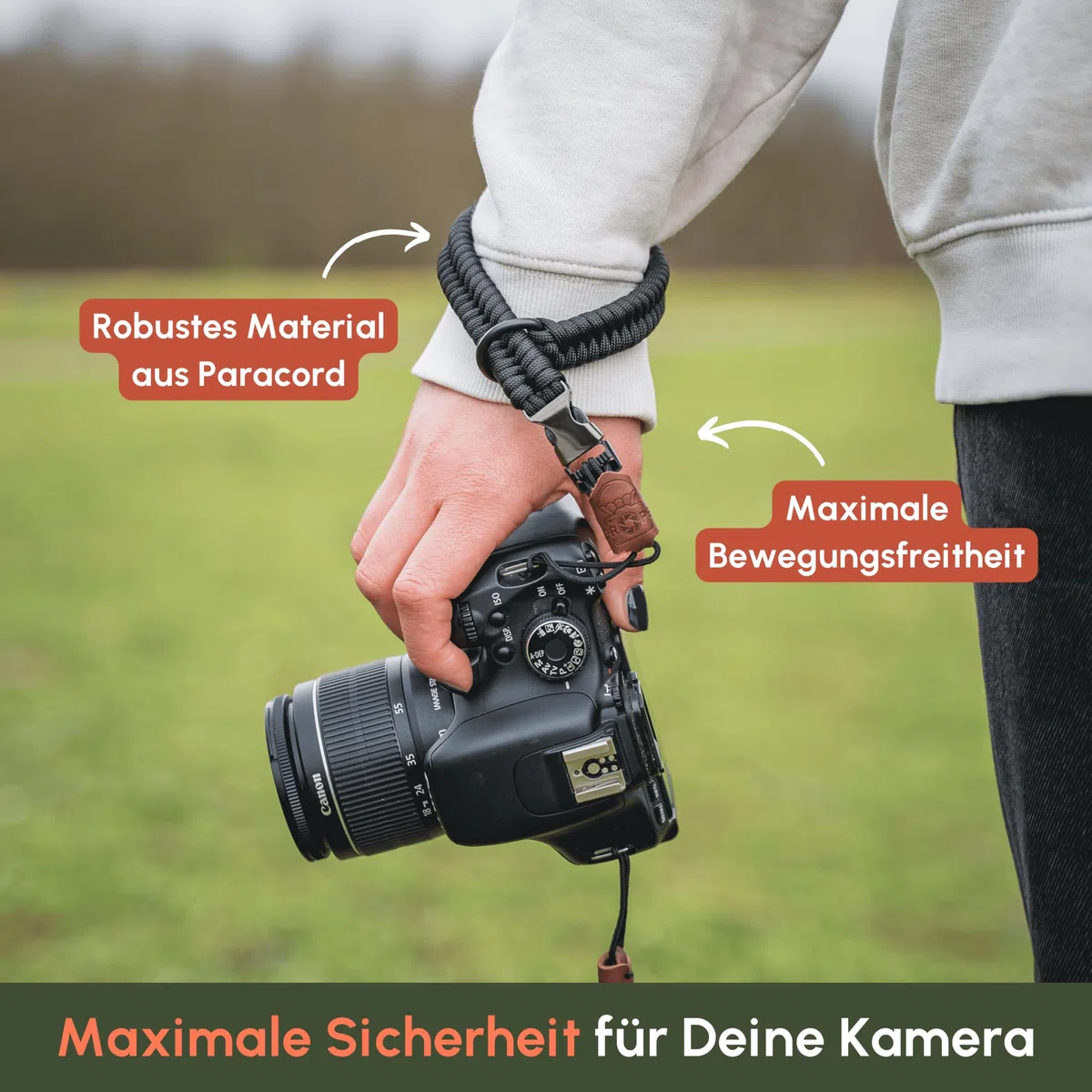 C-Rope Kamera Handschlaufe The Claw aus handgeflochtenem Paracord. Kameragurt mit Schnellverschluss-System