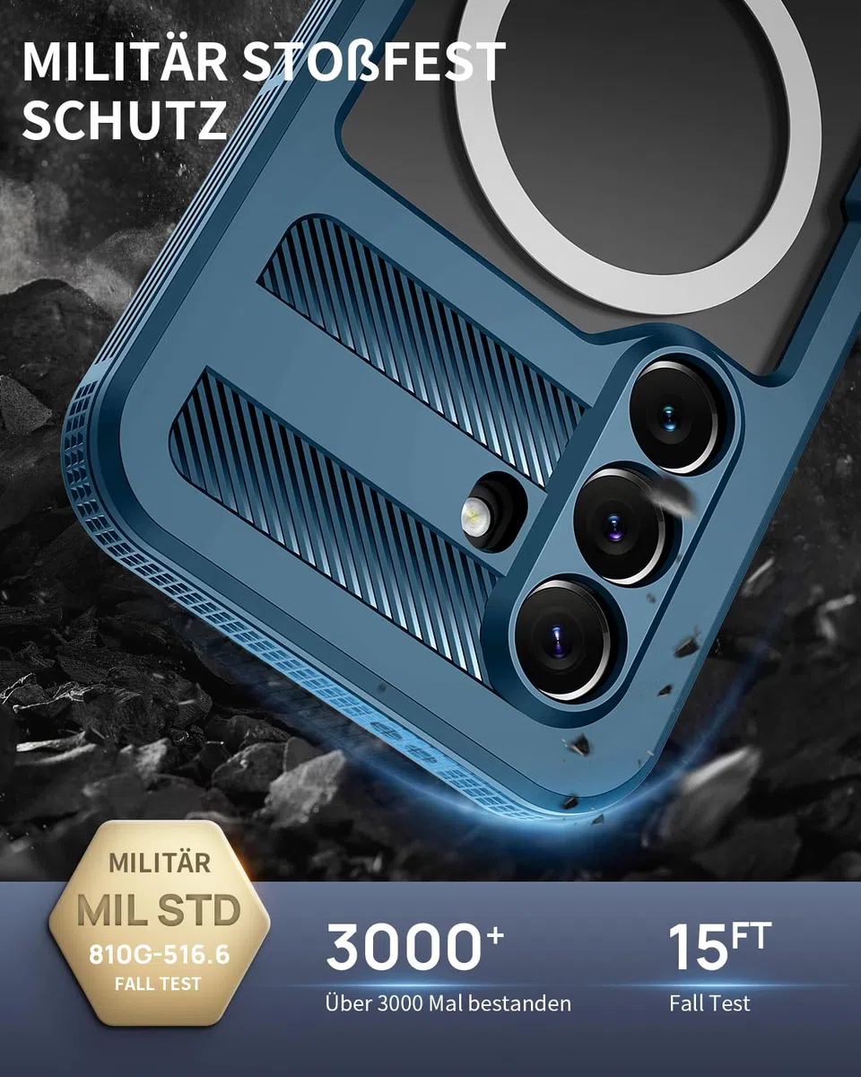 für Samsung Galaxy S26 Plus 5G Hülle Wasserdicht Kompatibel mit Magsafe, HandyHülle für Samsung S26 Plus IP68 wasserdichte 360 Schutzhülle,Stoßfest Outdoor Hülle mit Displayschutz,Blau