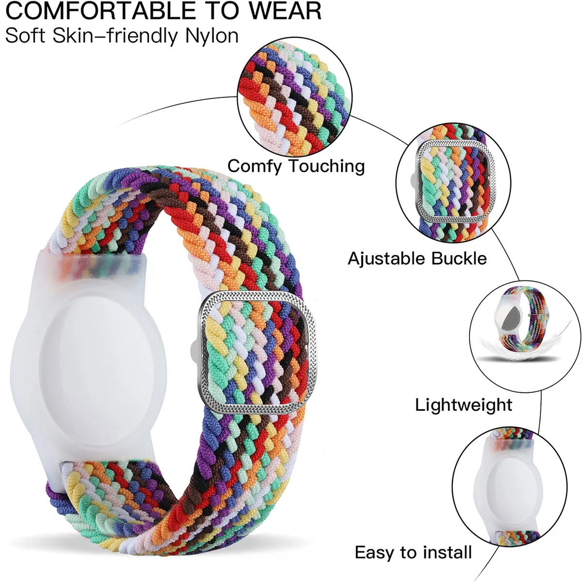 Nylon AirTag Armband Kinder Wasserdicht, Anti-Lost, Anti-Kratz-Schutz für die Positionierung des Bracelet für AirTag