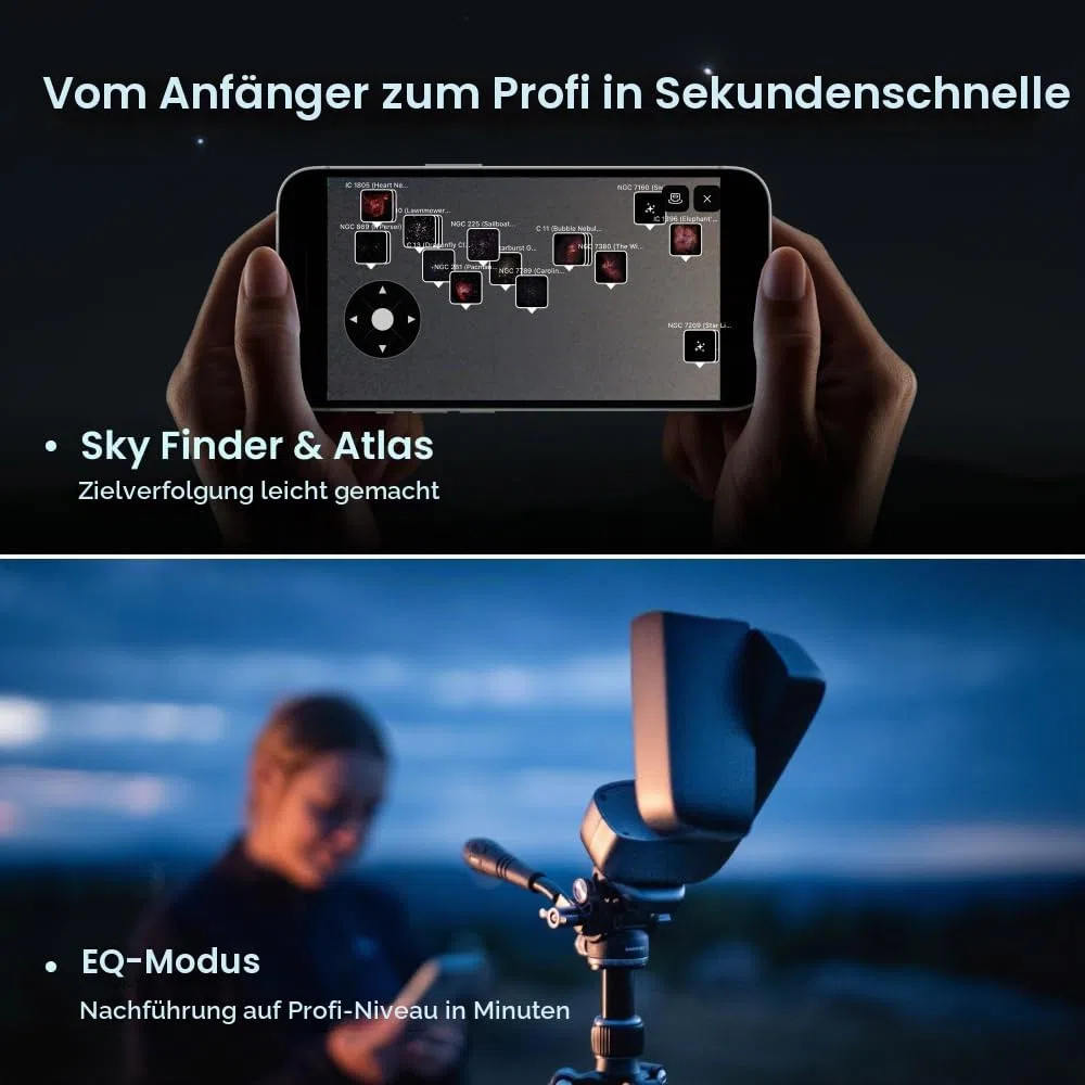 DWARFLAB Dwarf Mini Smart Teleskop - 840g (1,85 lbs) Ultra-Tragbares Astronomisches Teleskop für Astrofotografie mit Integrierten Filtern, Auto GOTO, AZ/EQ-Modus und Cloud-Verarbeitung