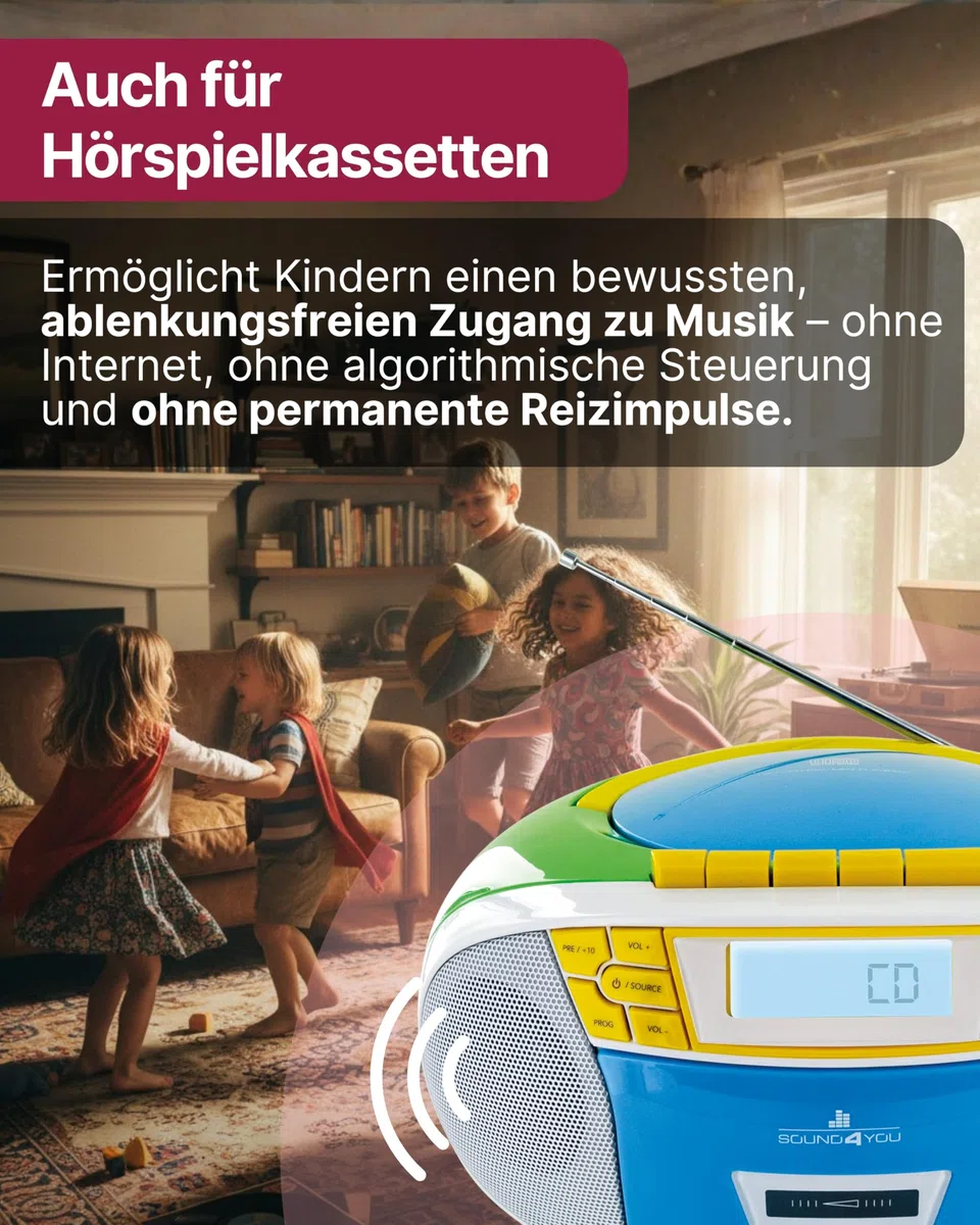 SCHWAIGER CD-Player I mit Kassettendeck & FM-Radio I tragbarer CD- & Kassettenspieler I CD-R, CD-WR, MP3, AUX, USB, FM kompatibel I im 90er-Jahre Retro Look I tragbar & kabellos