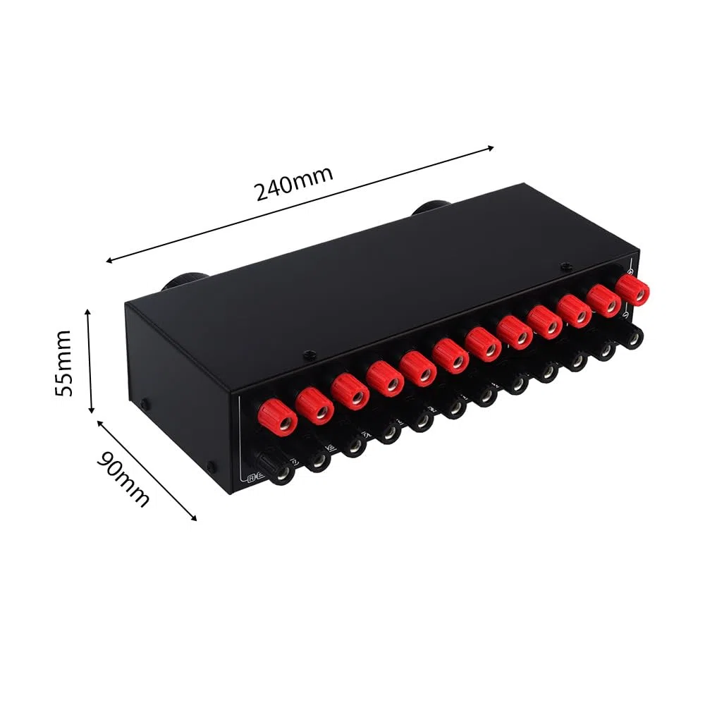 POENVFPO Lautsprecher-Wahlschalter, 4 Eingänge, 2 Ausgänge oder 2 Eingänge, 4 Ausgänge, Verstärker-Umschalter, 300 W Pro Kanal mit Metallgehäuse für Stereo-Kopfhörerausgang