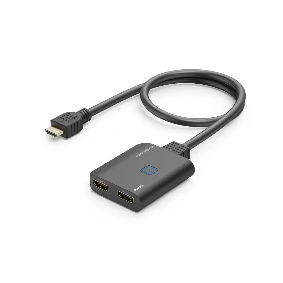Hama HDMI Splitter 4K 1 In 2 Out (4K@30Hz, Adapter zur Übertragung eines HDMI-Signals auf 2 Ausgabegeräte, z. B. Beamer, Bildschirm oder 2 Monitore gleichzeitig, 60 cm) schwarz