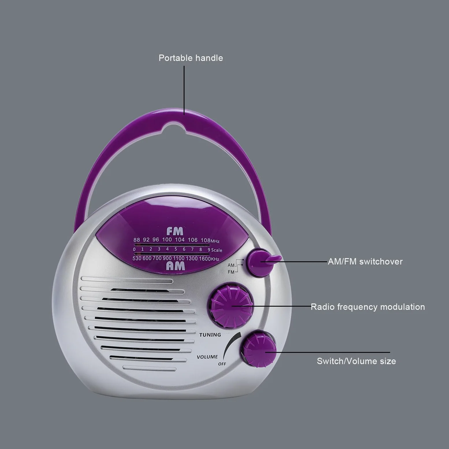 IPX4 Water Proof Duschfunk Tragbares AM/FM, Mehr Als 20 Senderempfang, ABS Badezimmer Radio mit Haken für Küche/Camping