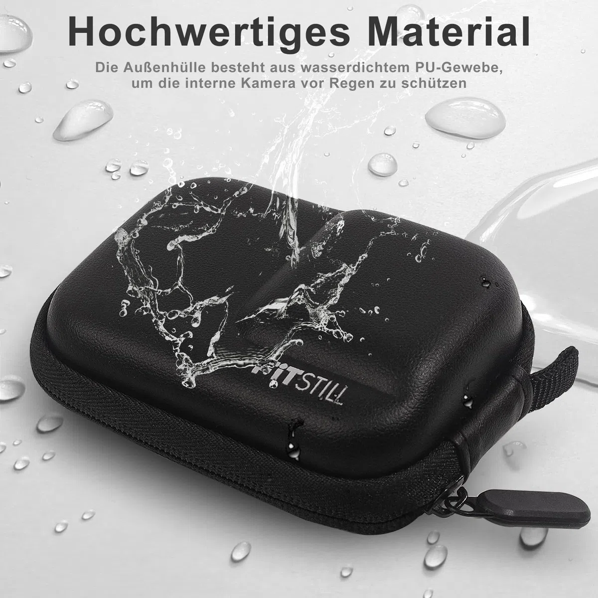 FiTSTILL Schwarze PU-Mini-Aufbewahrungstasche für INSTA360 ace pro 2/ace pro/ace/go Ultra Tragbares Design mit Doppelreißverschluss, Zubehör für Ace Pro 2/Ace Pro/Go Ultra