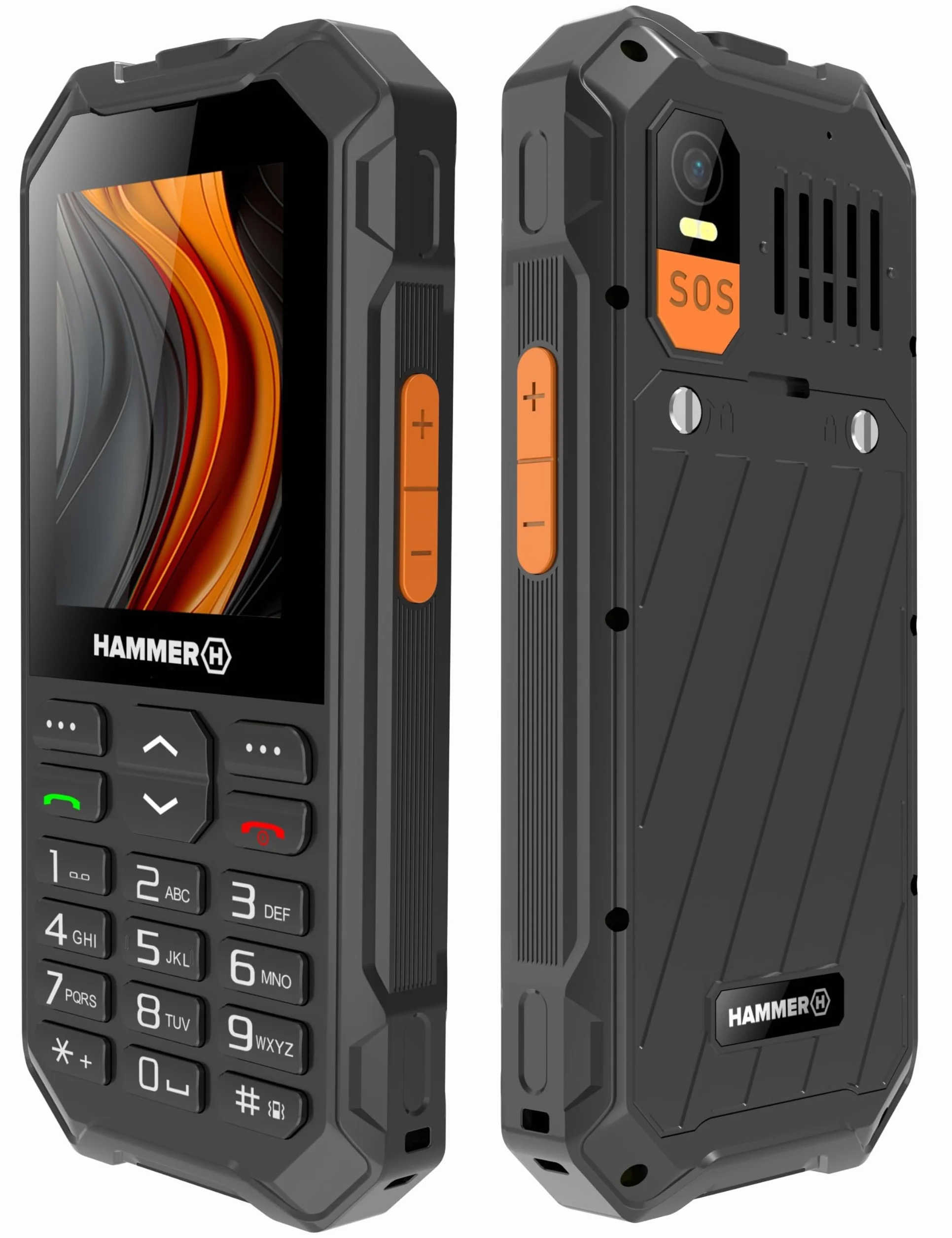 Tastentelefon Hammer 6 LTE, großer Akku 2500mah bis zu 7 Tage Standby, Taschenlampe und SOS-Taste, Volte-Technologie, beleuchtete Tasten, IP68 1,5 Meter Droptest, 2,4 Zoll Bildschirm, ohne Vertrag