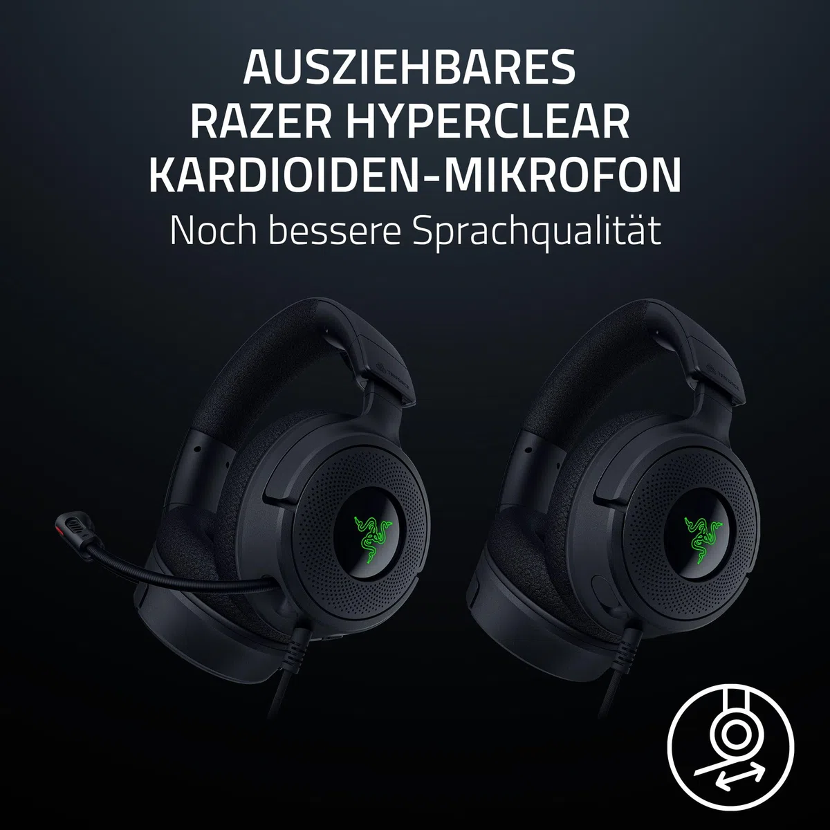 Razer Kraken V4 X - Kabelgebundenes PC-Gaming-Headset (Triforce 40-mm-Treiber, einziehbares Nierenmikrofon, 7.1-Surround-Sound, Chroma RGB, für PC - Konsolen & Mobiltelefone über USB-C) Schwarz