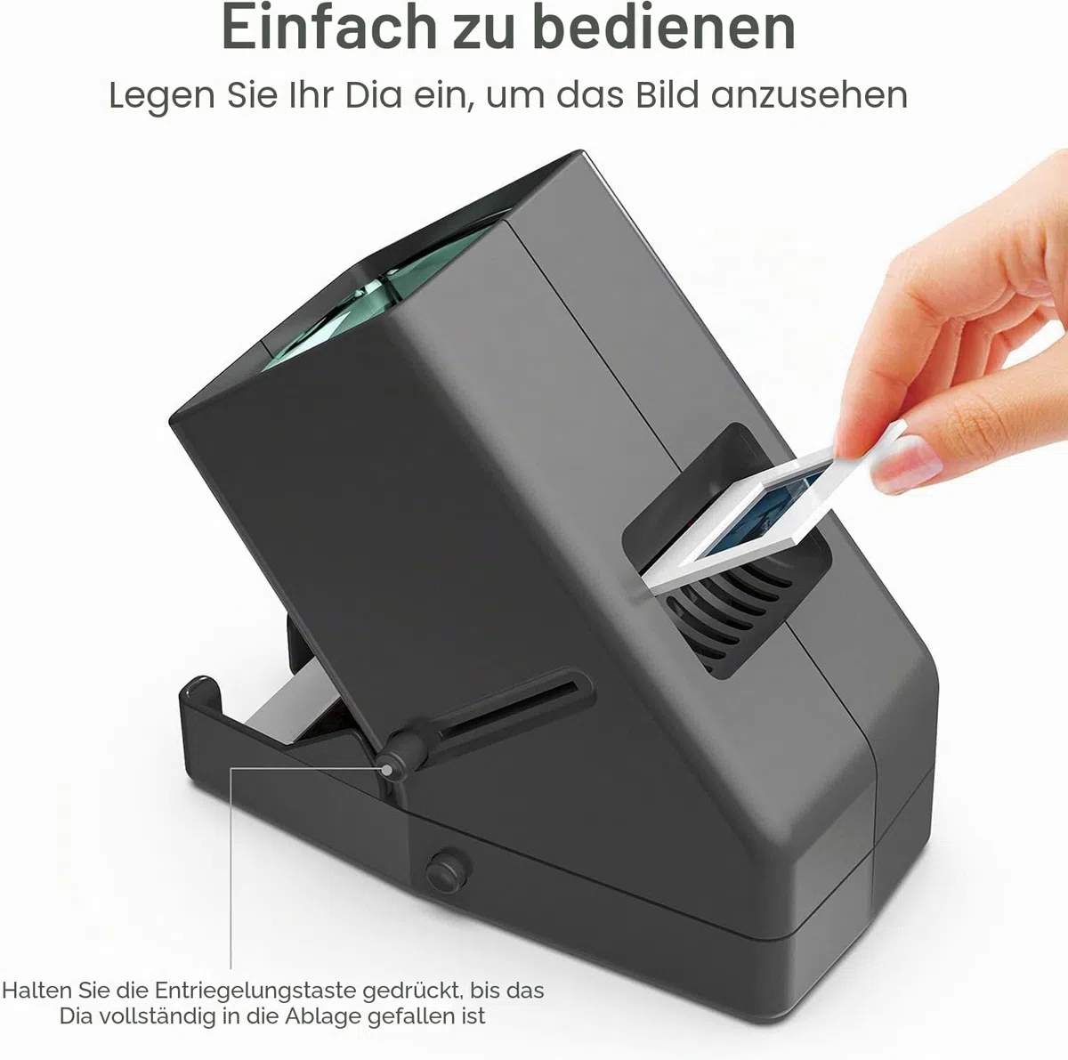 DigitConvert 35 mm Dia-Viewer, 3-fache Vergrößerung, USB-betrieben/Batteriebetrieb, für 35-mm-Folien und Positive Filmnegative (4 AA-Batterien im Lieferumfang enthalten)