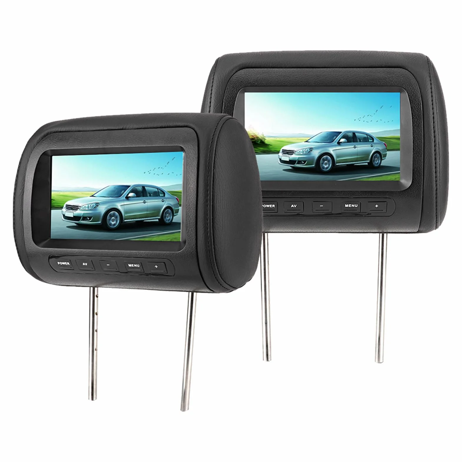 2 Stück 7 Zoll Kabellose Steuerung, Verstellbare Kopfstütze, LCD-Videomonitor, MP5-Display, Schwarz für Universal-Autos