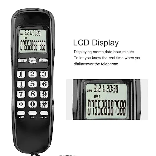 Festnetztelefon mit wandhalterung,Festnetztelefon Elektronische Appnce,Festnetz-Telefon,AnruferFestnetztelefon,Schwarz (Black)