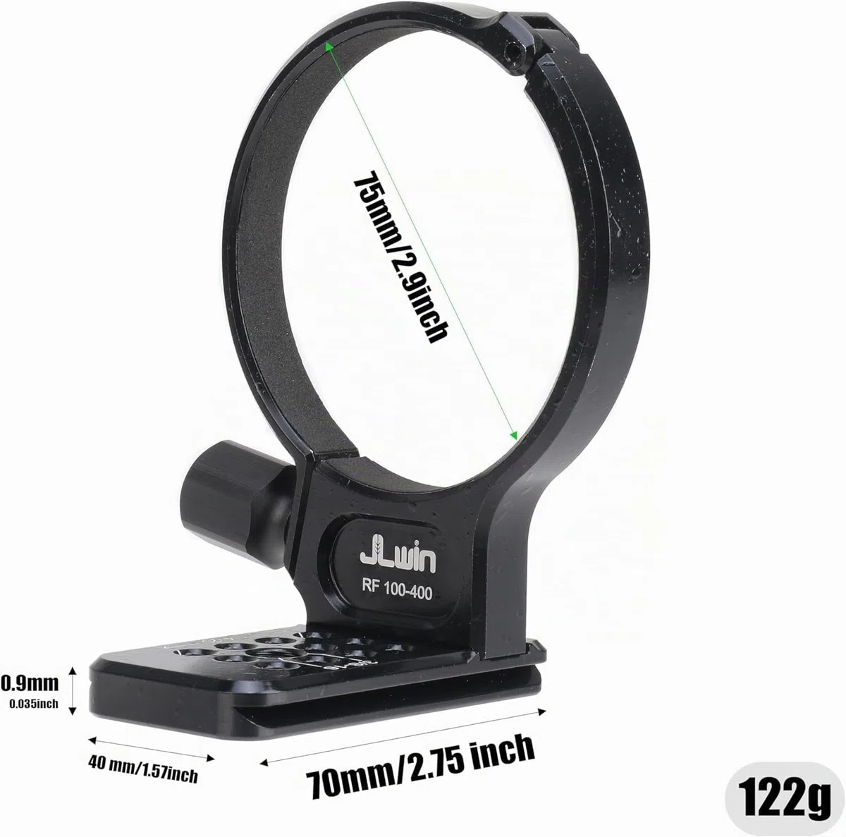 Hersmay 75mm Metall Objektiv Stativschelle für Canon RF 100–400 mm F/5.6–8 ist USM Objektiv, integrierte Arca Swiss Stativ Schnellwechselplatte mit 1/4" & 3/8" Schraube