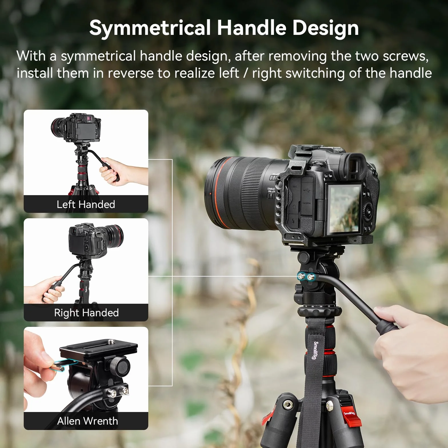 SMALLRIG Stativ Fluidkopf Pan Tilt Head CH10 mit Schnellwechselplatte, Fluid Head geeignet für AR-ca Swiss für Kompakt Videokameras und DSLR Kameras, 3kg Tragkraft für Stativ Kamera - 3259B