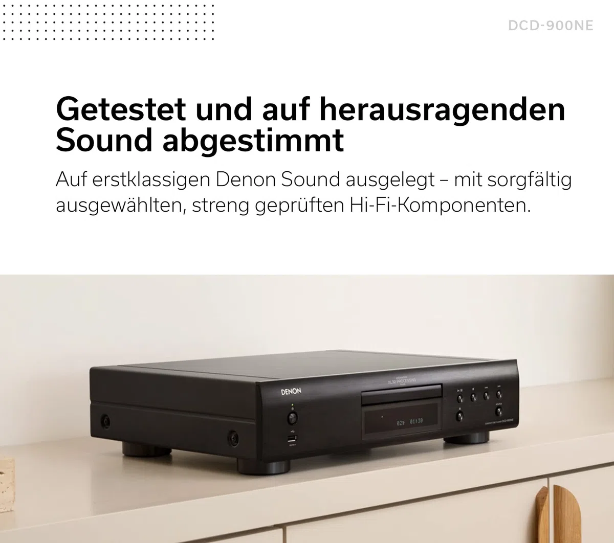 Denon DCD-900NE HiFi CD Player, CD Spieler, Hi-Res, Unterstützung von CD, CD-R/RW, MP3, WMA und USB, Schwarz