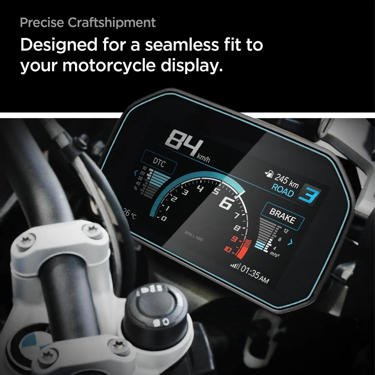 Spigen Glas.tR Slim Schutzfolie kompatibel mit BMW Motorrad 6.5 Zoll TFT Display, R 1250 GS (2018-2025), R 1250 GS Adventure (2018-2025), Kristallklar, Kratzfest, 9H Härte Folie