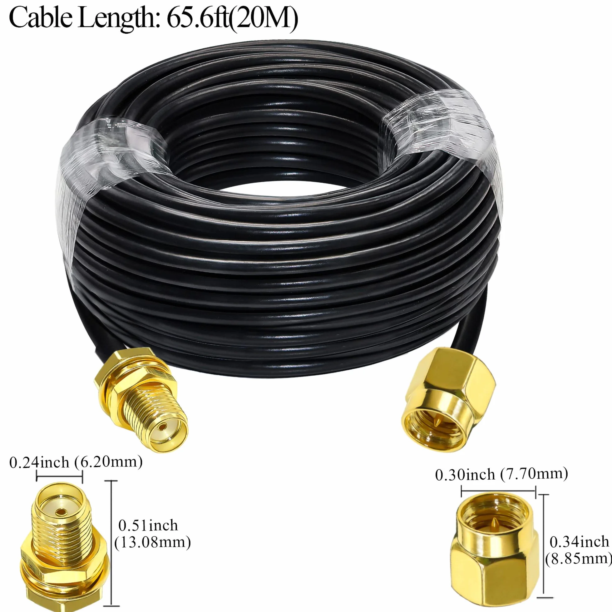 TUOLNK SMA-RG58-Verlängerungskabel, 20 m, Koaxialkabel, SMA-Stecker auf SMA-Buchse, 3G, 4G, LTE-Antenne, WLAN-Antenne, kabellos, Koaxialkabel, RF, verlustarmes CB-Radio