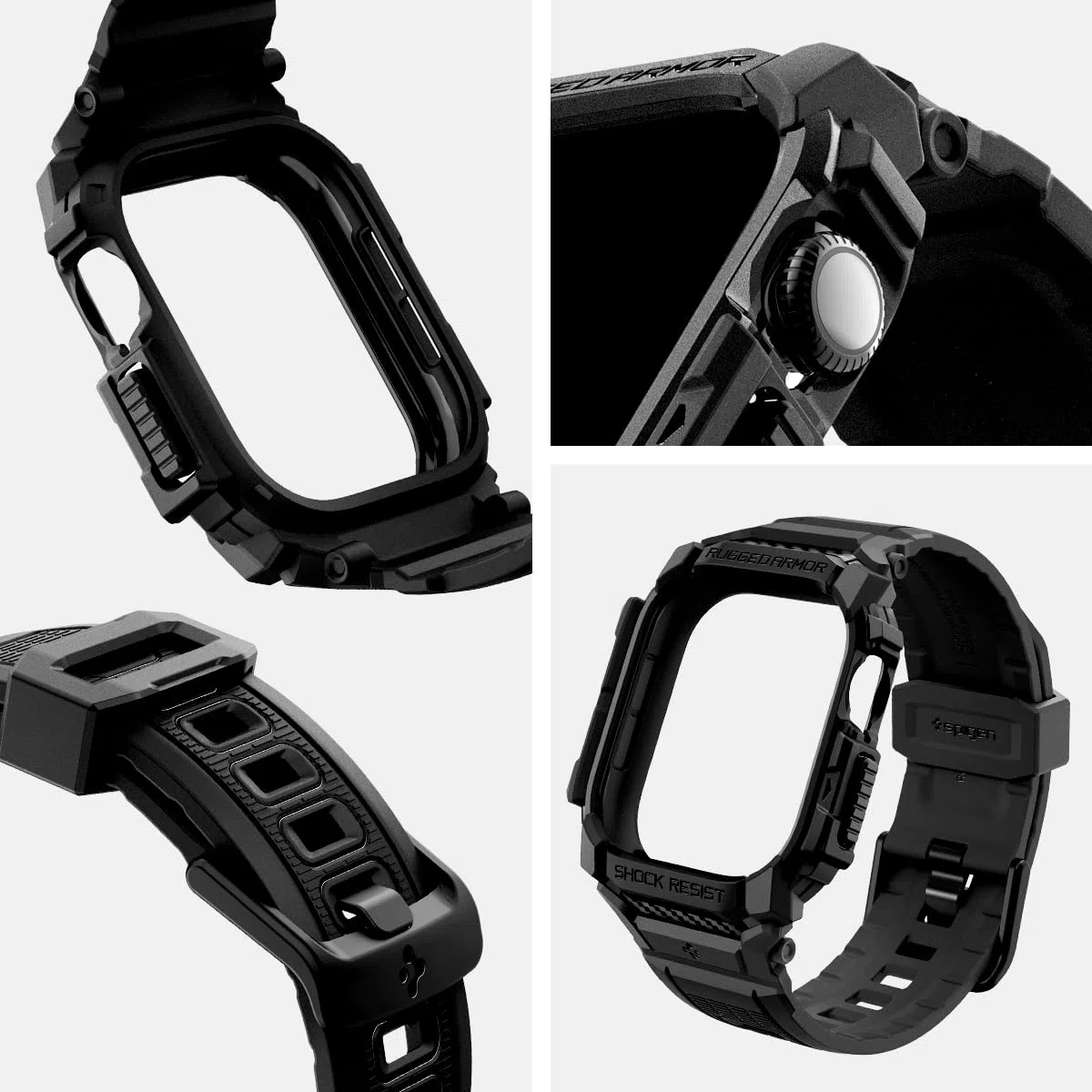 Spigen Rugged Armor Pro Hülle mit Armband Kompatibel mit Apple Watch 11/10 42mm (2025/2024)