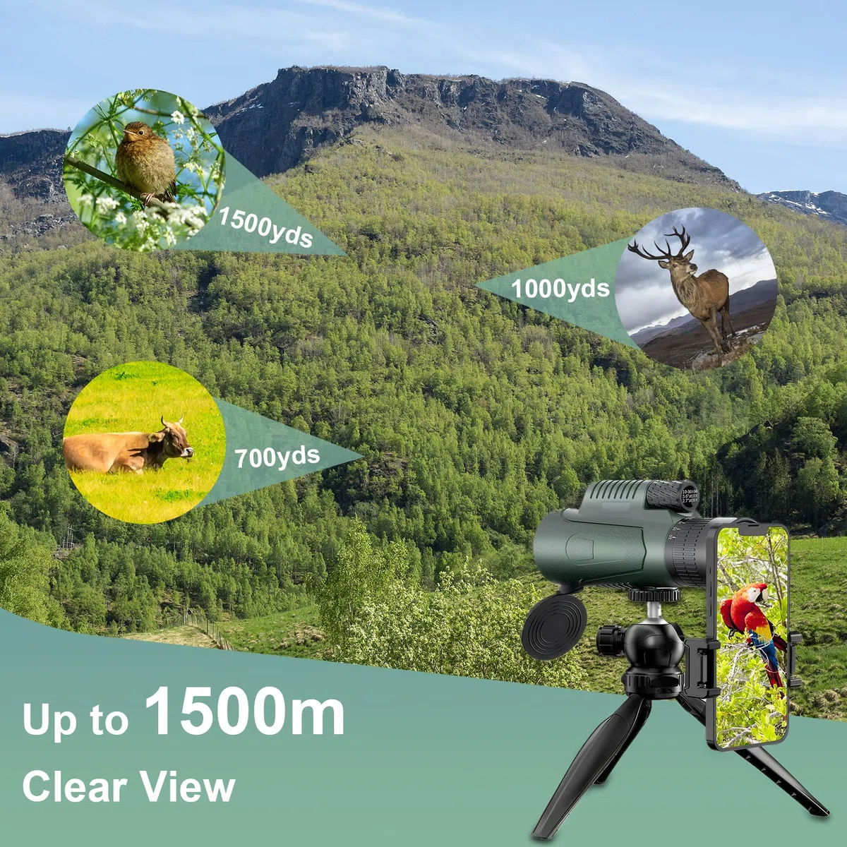 10-30 X 50 Monokular Teleskop Monokular Fernglas BAK4 Prisma Mehrschichtige Linsen Mit Stativ Handy-Clip Wasserdicht Fernglas Klein für Vogelbeobachtung Wandern Jagen Spiel Ansehen