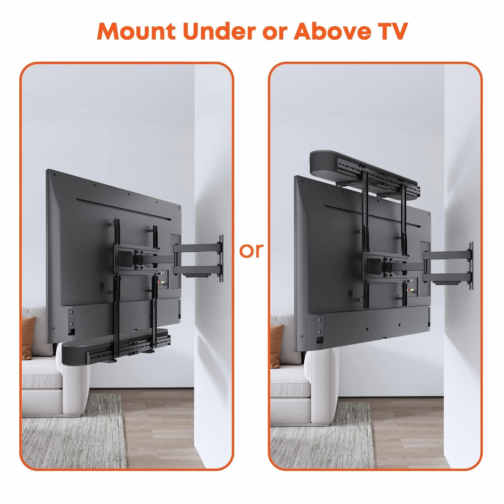 Soundbar Halterung Universal für Soundbars mit/ohne Montagelöcher bis zu 15kg, Verstellbarer Soundbar-Halterung für TV Wandhalterung mit Anti-Rutsch-Sockelhalter
