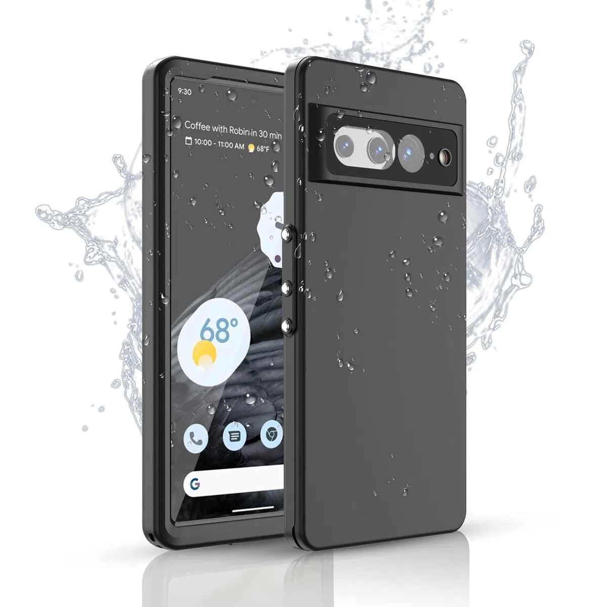 Hülle für Google Pixel 7 Pro Wasserdicht Hülle mit Displayschutz 360 Grad Outdoor Armor Schutzhülle Hardcase IP68 Waterproof Staubdicht Handyhülle Heavy Duty Case Schwarz