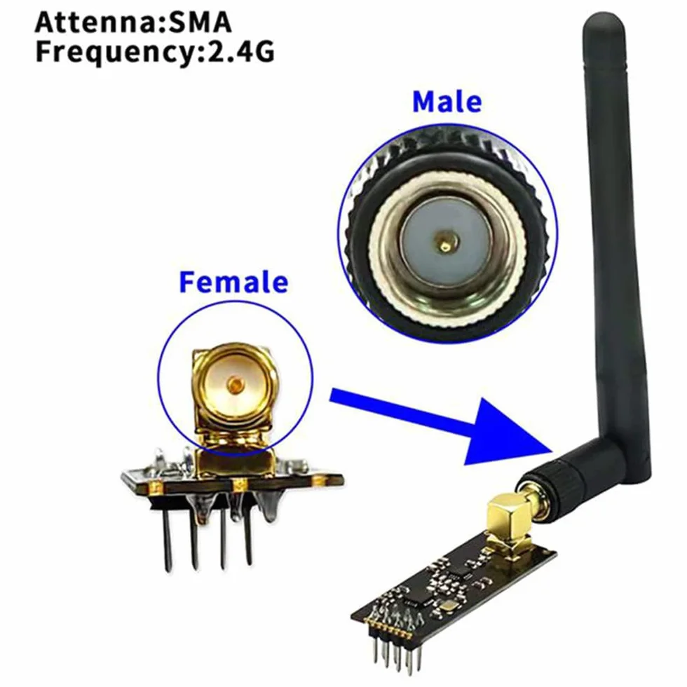 NRF24L01+PA+LNA Funkmodul mit Antenne, 1100 Meter lange Entfernung, mit NRF24L01 Wireless Modul-Adapter, 3,3 V, 4 Stück