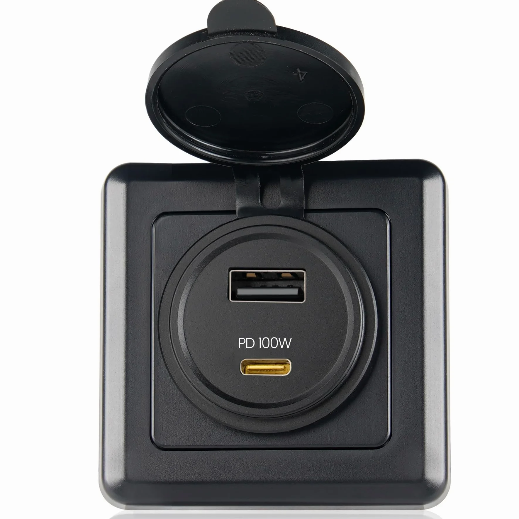 118 W Wohnmobil USB Steckdose, 100 W PD und 18 W USB-A Dual-Port-Steckdose, leistungsstarkes USB-C-Schnellladegerät, Laptop, Tablet, Handys, ideal für Wohnmobil, Boot, Anhänger (1er-Pack) (1er-Pack)