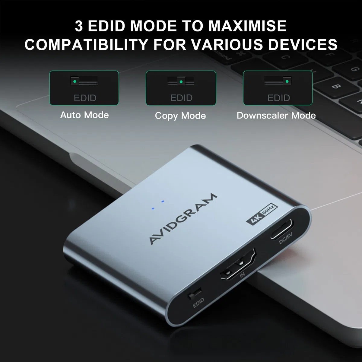 HDMI Splitter 1 In 2 Out 4K 60Hz 4:4:4, AVIDGRAM 2.0 HDMI Verteiler 1 In 2 Out mit Downscaler, Copy, and Auto Mode Unterstützung 1080p 120Hz HDCP 2.2 HDR10 18Gbps 3D