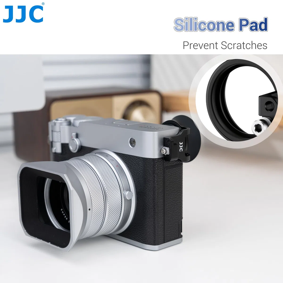 JJC Runde weiche Silikon-Augenmuschelkamera, Sucher kompatibel mit Fujifilm GFX100RF Kamera, Sucher Okularanpassungskamera Augensensor & Dioptrieneinstellrad (einfach zu installieren mit Öse) schwarz