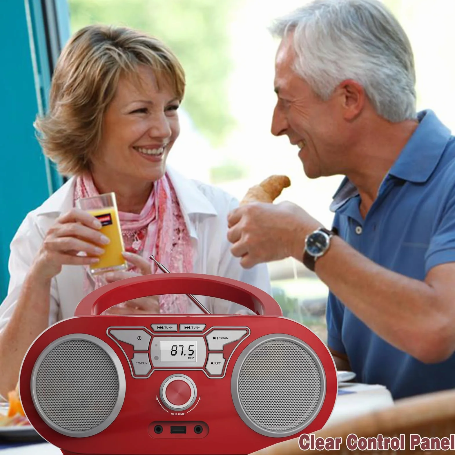 Tragbares Radio – mit CD-Player, Bluetooth Boombox, UKW-Radio, Fernbedienung, USB/AUX-Eingang, Kopfhöreranschlüsse, 4 Watt RMS Audio-Lautsprechern, Netz-/Batteriebetrieb
