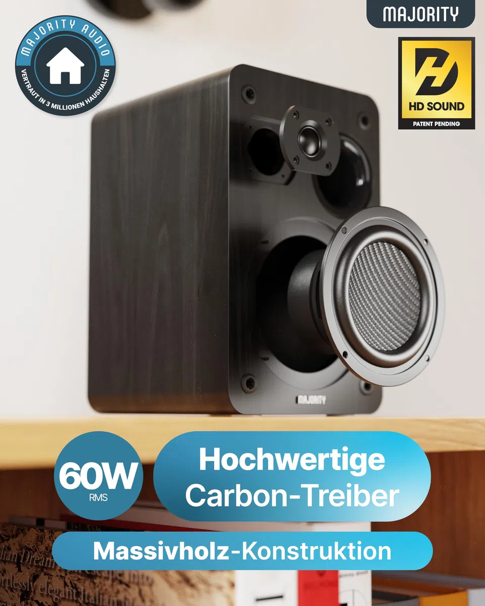 Internetradio WLAN Stereoanlage | HiFi Anlage DAB+ & UKW | CD Player Bluetooth 5.3 | Musikanlage mit Regallautsprechern | Kompaktanlagen mit Spotify Connect & Podcasts | MAJORITY Homerton HiFi