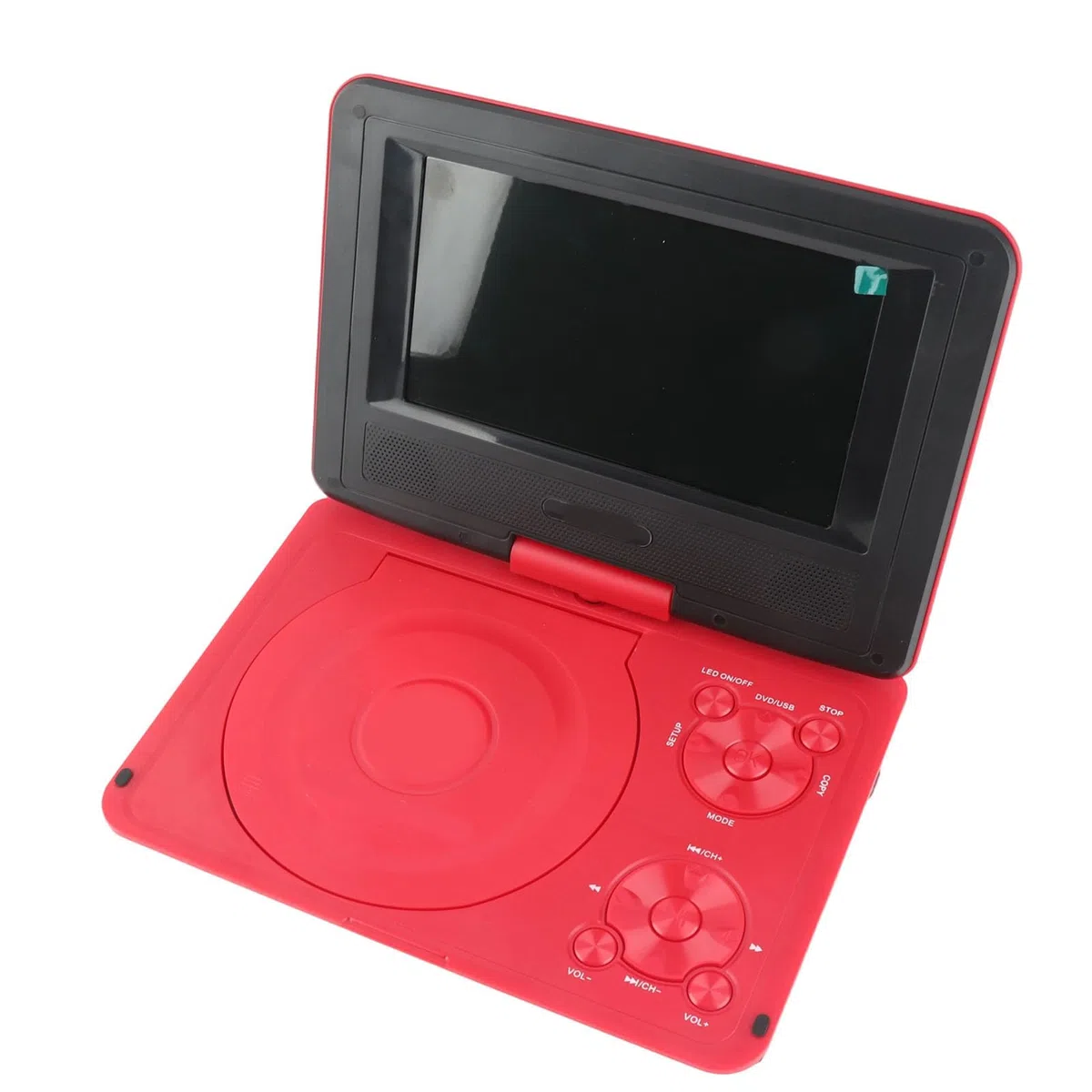 Tragbarer DVD-Player mit Großem Schwenkbarem Bildschirm, 806 Mobiler DVD-Player, 1500 MAh, Wiederaufladbar, Unterstützt Synchronisierung von TV/SD-Karte/USB/Region (Rot)